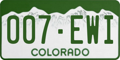 CO license plate 007EWI