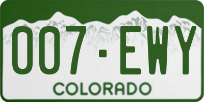CO license plate 007EWY