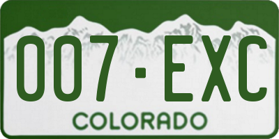 CO license plate 007EXC