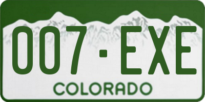 CO license plate 007EXE