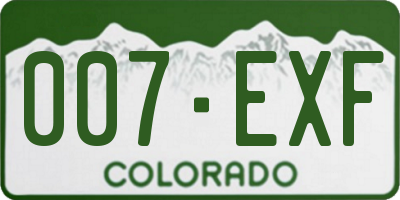 CO license plate 007EXF