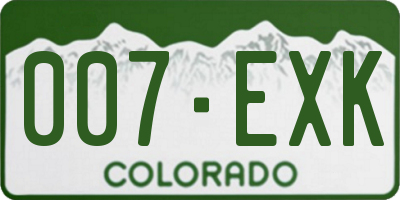 CO license plate 007EXK