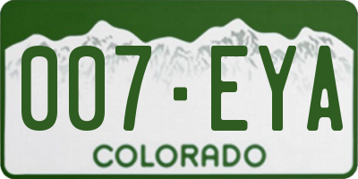 CO license plate 007EYA