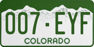 CO license plate 007EYF