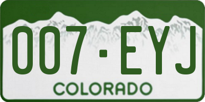 CO license plate 007EYJ