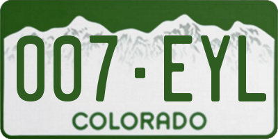 CO license plate 007EYL