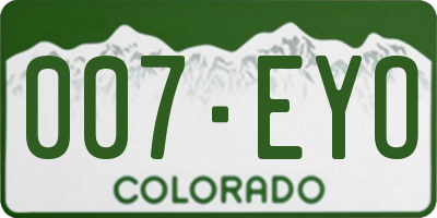 CO license plate 007EYO