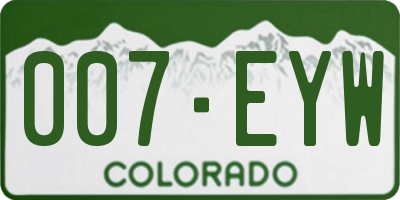 CO license plate 007EYW