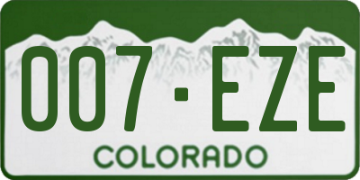 CO license plate 007EZE
