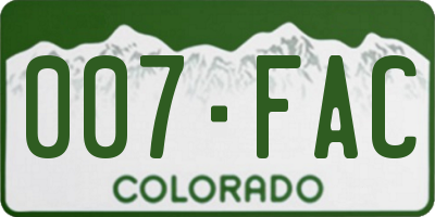 CO license plate 007FAC
