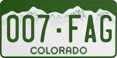 CO license plate 007FAG