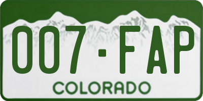 CO license plate 007FAP