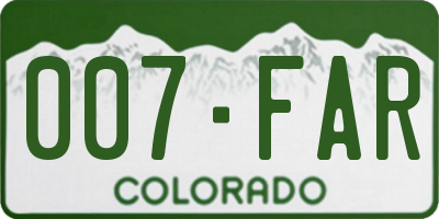 CO license plate 007FAR