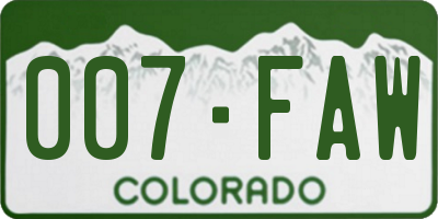 CO license plate 007FAW