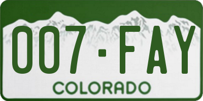 CO license plate 007FAY