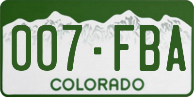 CO license plate 007FBA