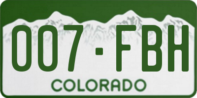 CO license plate 007FBH