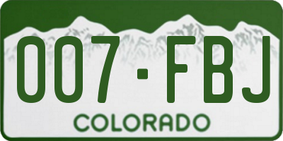 CO license plate 007FBJ