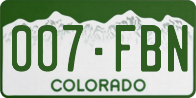 CO license plate 007FBN