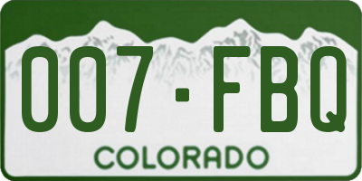 CO license plate 007FBQ