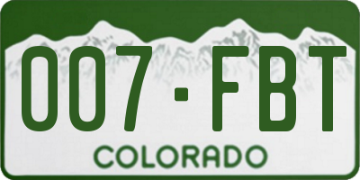 CO license plate 007FBT