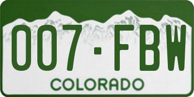 CO license plate 007FBW