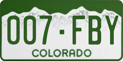 CO license plate 007FBY