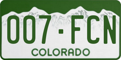 CO license plate 007FCN