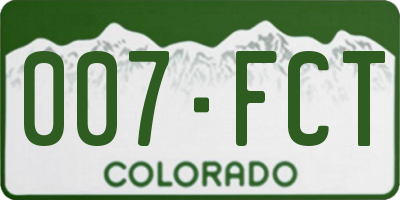 CO license plate 007FCT