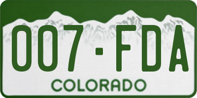 CO license plate 007FDA