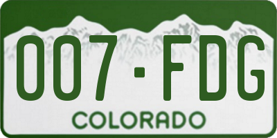 CO license plate 007FDG