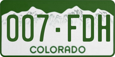 CO license plate 007FDH
