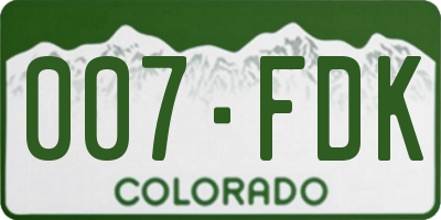 CO license plate 007FDK