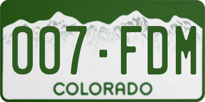 CO license plate 007FDM