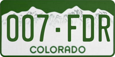 CO license plate 007FDR