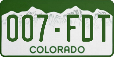 CO license plate 007FDT