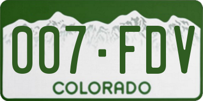 CO license plate 007FDV