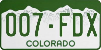 CO license plate 007FDX