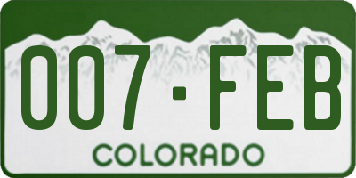 CO license plate 007FEB