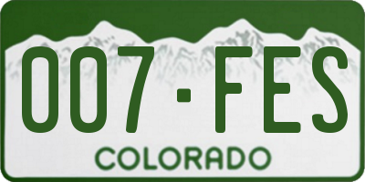 CO license plate 007FES