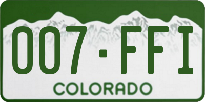 CO license plate 007FFI