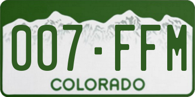 CO license plate 007FFM