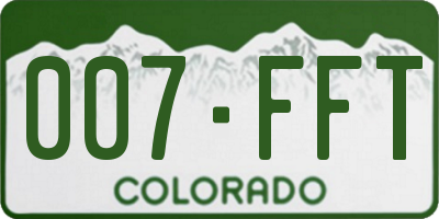 CO license plate 007FFT