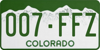 CO license plate 007FFZ