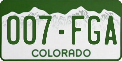 CO license plate 007FGA