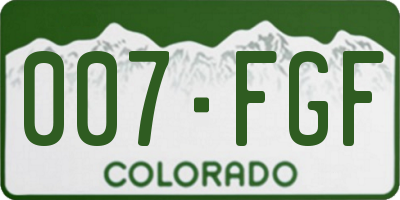 CO license plate 007FGF