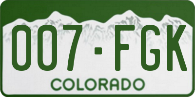CO license plate 007FGK