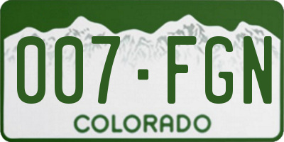 CO license plate 007FGN