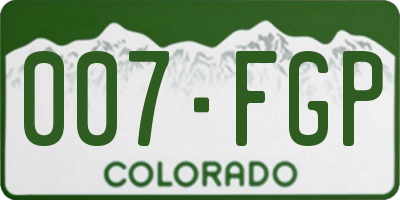 CO license plate 007FGP