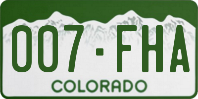 CO license plate 007FHA